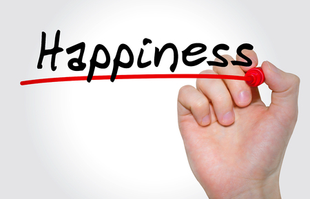 Hand writing inscription Happiness with marker, conceptの写真素材