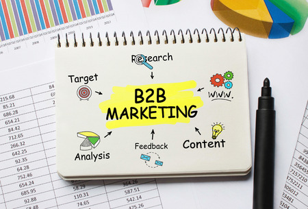 Notebook with Toolls and Notes about B2B Marketingの写真素材
