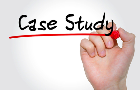 Hand writing inscription Case Study with marker, conceptの写真素材