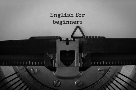 Text English for beginners typed on retro typewriterの写真素材