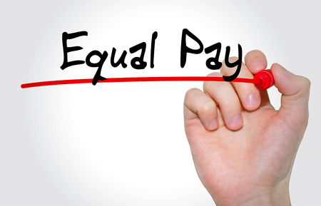 Hand writing inscription Equal Pay with marker, conceptの写真素材