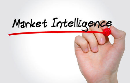 Hand writing inscription Market Intelligence with marker, conceptの写真素材