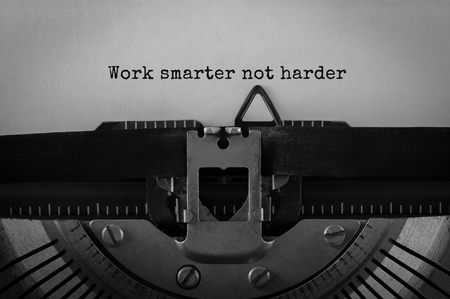 Text Work smarter not harder typed on retro typewriterの写真素材