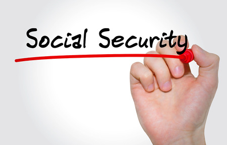Hand writing inscription Social Security with marker, conceptの写真素材