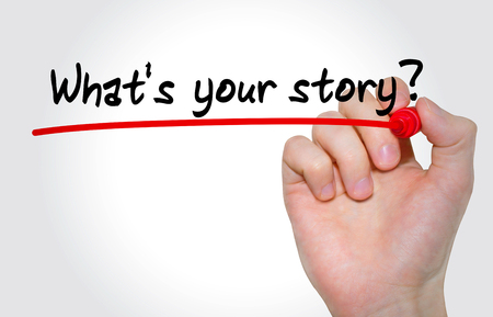 Hand writing inscription whats your story with marker, conceptの写真素材