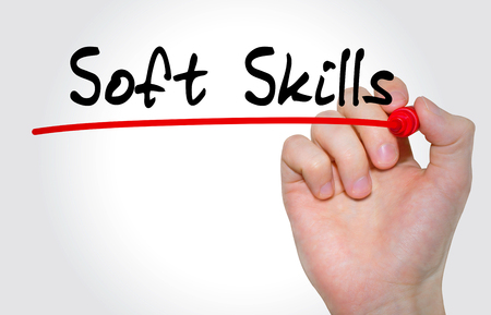 Hand writing inscription Soft Skills with marker, conceptの写真素材