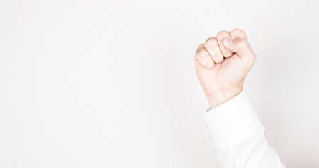 Businessman fist raised and celebrating victory
