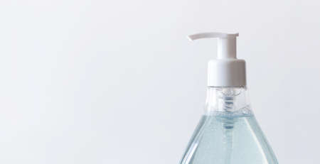 Bottle of instant antiseptic hand sanitizer transparent gel isolated on white backgroundの写真素材