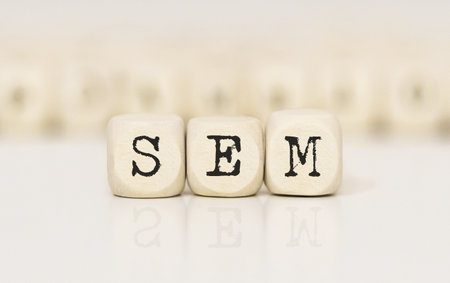 Word SEM made with wood building blocksの写真素材