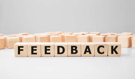 Word FEEDBACK made with wood building blocksの写真素材