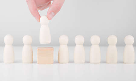 Staff recruitment. Many employees and the choice of a leader from the crowd. Human resources, headhunting and CEO conceptの写真素材