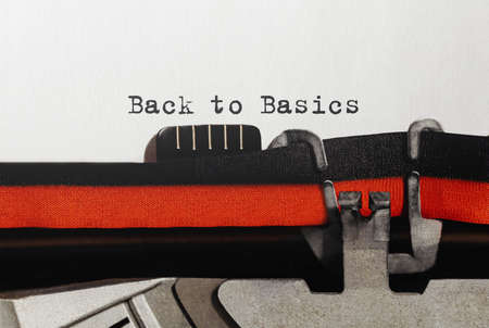 Text Back to Basics typed on retro typewriterの写真素材