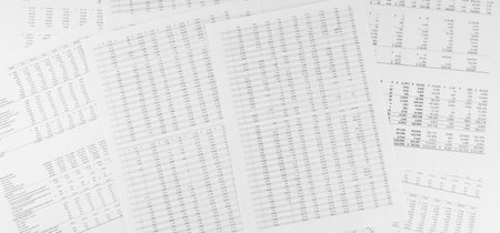 Financial documents lying on the table. close-up view.の写真素材