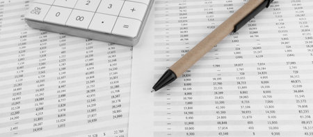 Calculator on financial documents. financial concept.の写真素材