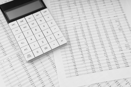 Calculator on financial statement. financial concept.の写真素材
