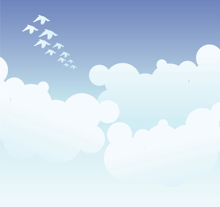 Birds, clouds and skyのイラスト素材