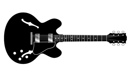 A detailed drawing of a solid-body electric guitarのイラスト素材