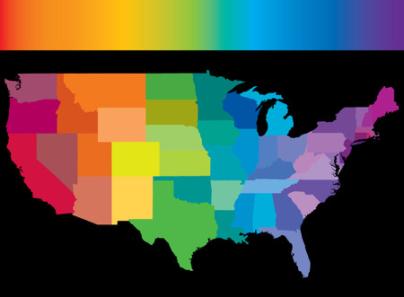 United States of America in colors of the rainbow with rainbow headerのイラスト素材