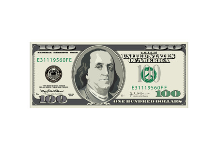 A detailed vector drawing of a one hundred dollar billのイラスト素材