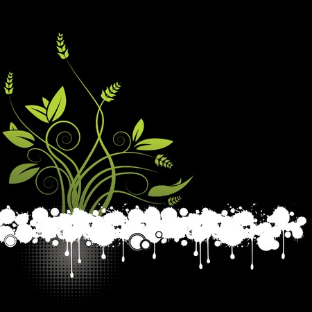 An abstract floral grunge vector background with swirlsのイラスト素材