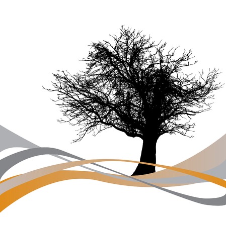 Abstract tree, wave vector background with space for textのイラスト素材