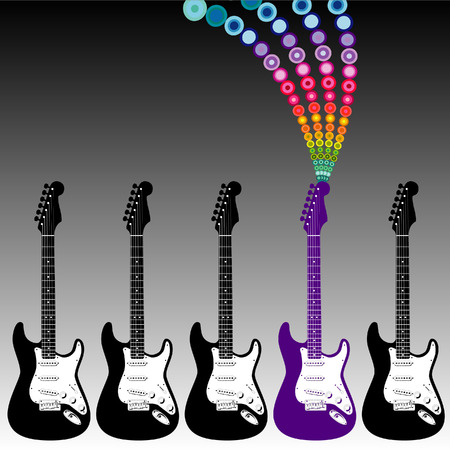 One guitar stands outのイラスト素材