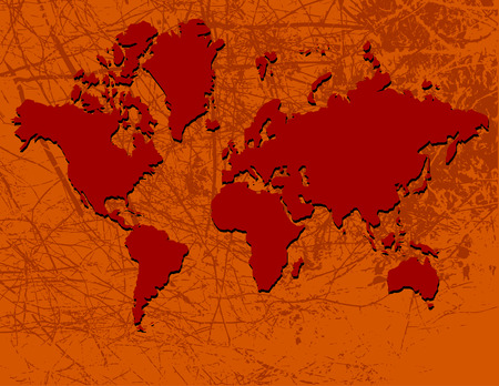 map of the world in rust and redのイラスト素材