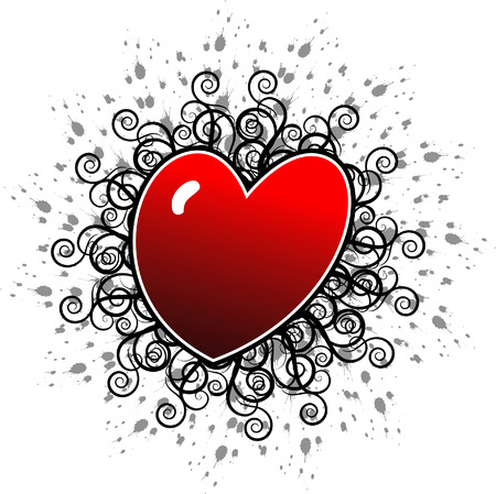 A Valentine's day heart floral with a grunge backgroundのイラスト素材