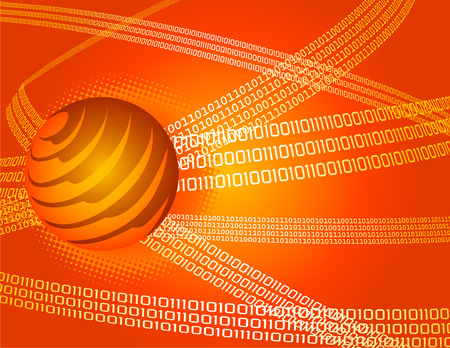 A binary, digital background with a globeのイラスト素材