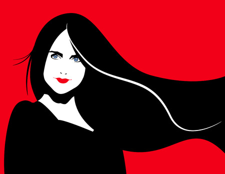 A beautiful vector woman background with space for textのイラスト素材