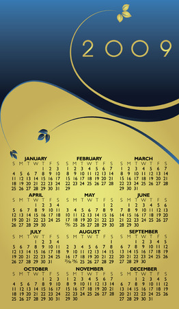 Vector Floral Calendar for the year 2009のイラスト素材
