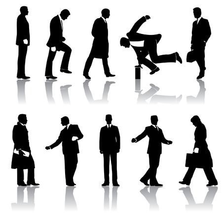 Ten vector businessmen silhouettesのイラスト素材