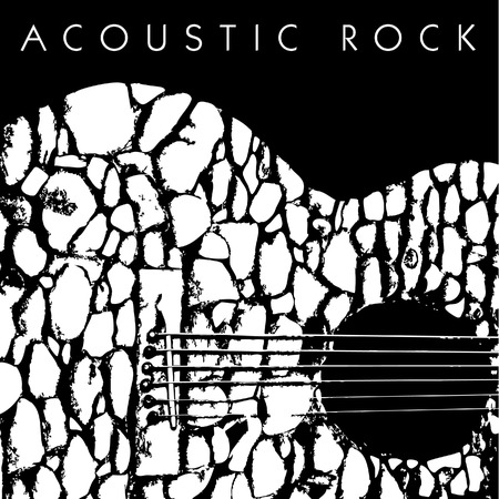 A vector depiction of an acoustic guitar made of stonesのイラスト素材