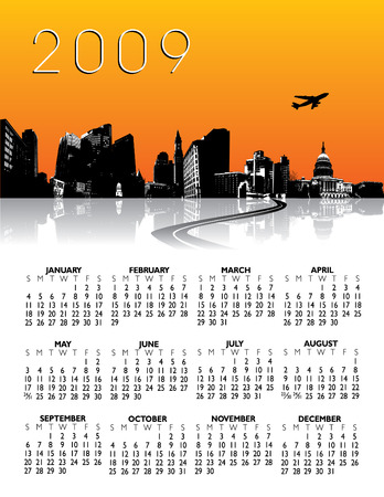 Vector City Background Calendar for 2009のイラスト素材