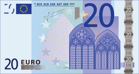 A detailed vector drawing of a 20 euros banknoteのイラスト素材