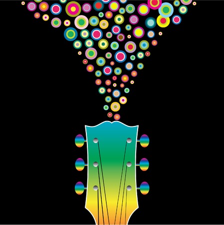 A colorful guitar headstock with circlesのイラスト素材