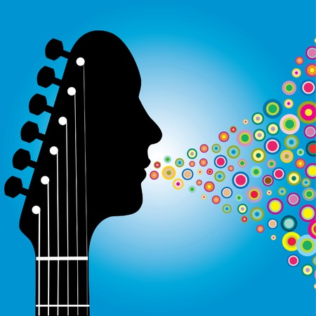 Guitar headstock man with circlesのイラスト素材