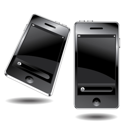 Two views of a modern mobile phoneのイラスト素材