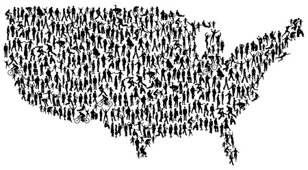 A vector map of the United States made of peopleのイラスト素材