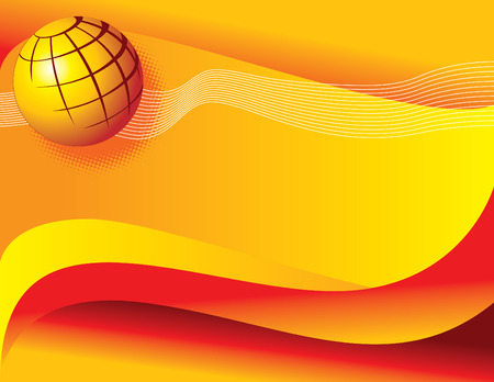 An abstract yellow background with a globe.のイラスト素材