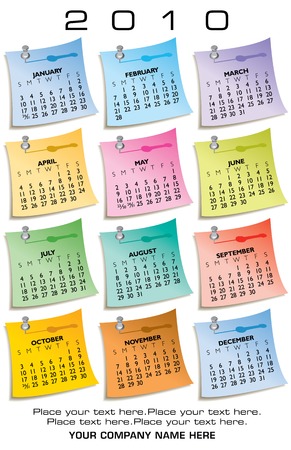 Colorful Calendar for 2010 of sticky notes. With Space for textのイラスト素材