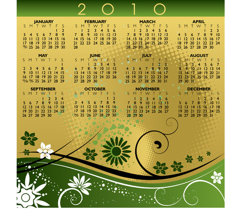 2010 floral calendar. With Space for your Logo and text.のイラスト素材