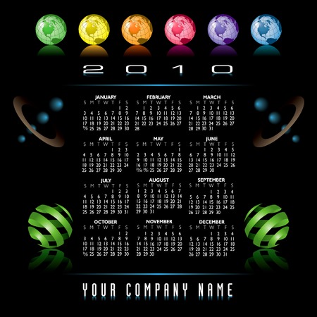 A globe Calendar for 2010 with space for logo and text のイラスト素材
