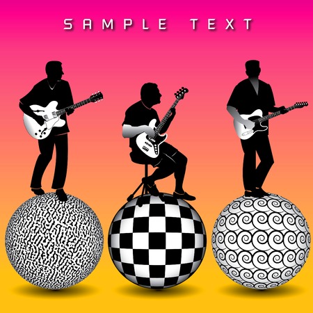 guitar players with abstract art のイラスト素材