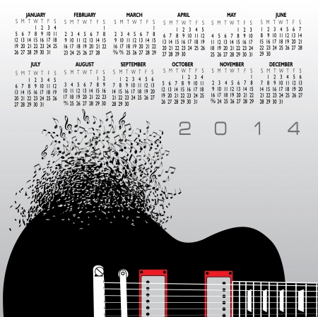 2014 Guitar Creative Calendar for Print or Webのイラスト素材