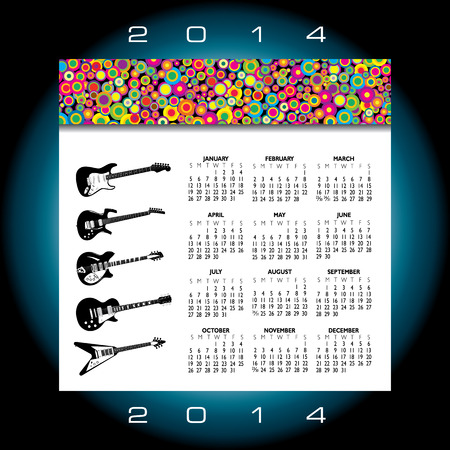 2014 Creative Music Calendar for Print or Website のイラスト素材