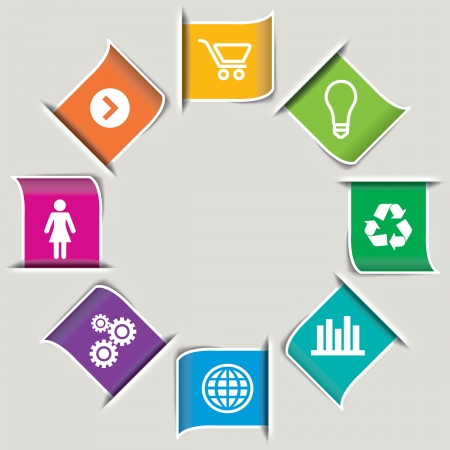 8 Modern Infographic icon Banners in a Rainbow of colors のイラスト素材