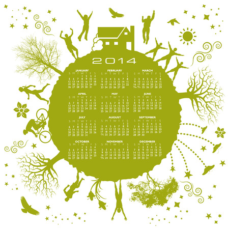 2014 Green Calendar for Print or Web のイラスト素材