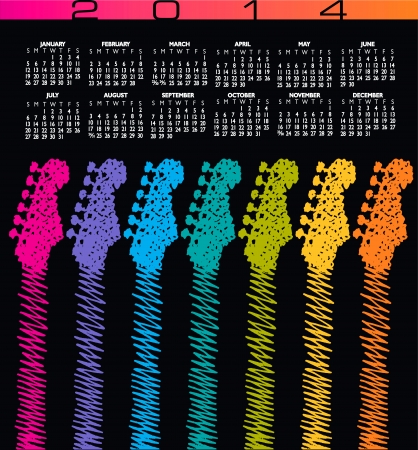 2014 Creative Guitar Calendar for Print or Web のイラスト素材