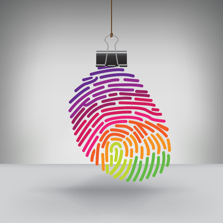 A Colorful Fingerprint Hung by a Binder Clipのイラスト素材